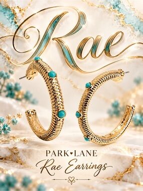 Park Lane Gold Hoops with Turquoise Accents